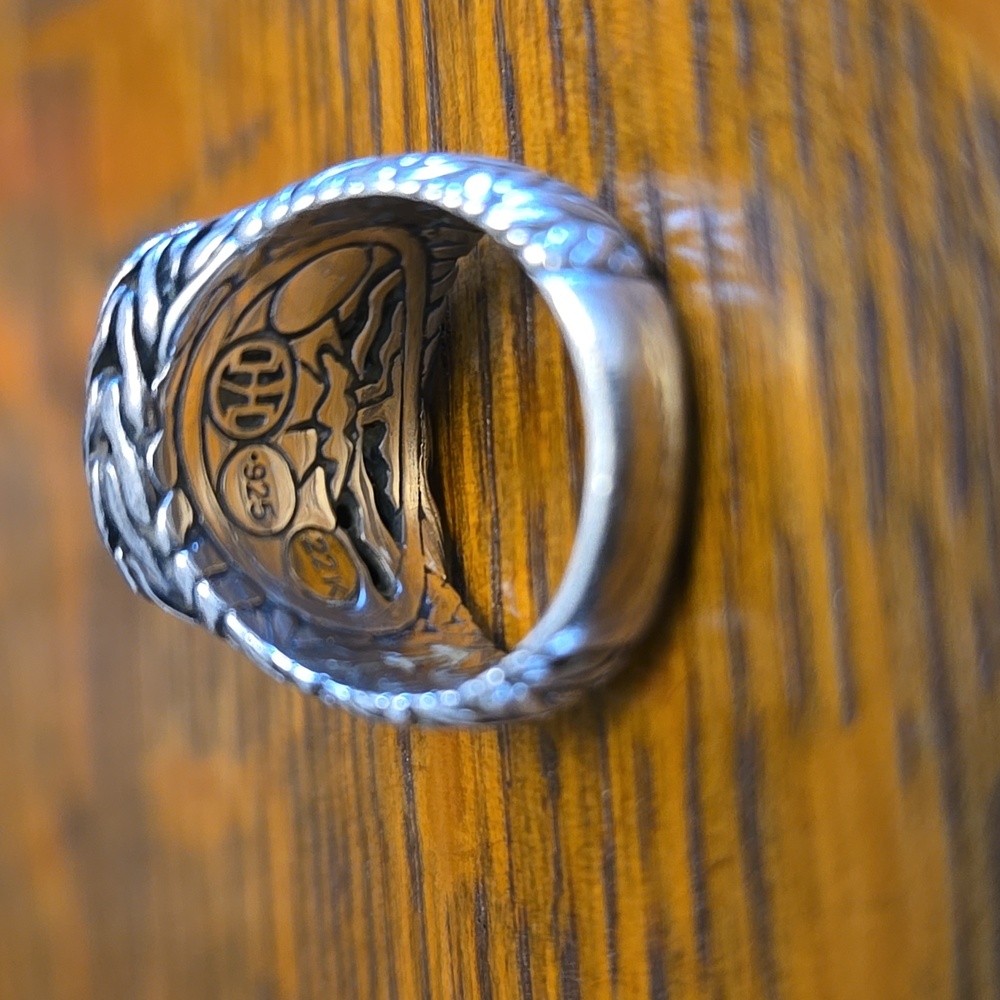VINTAGE JOHN HARDY 22 KT YELLOW GOLD & 925 SILVER PALU HAMMERED COCKTAIL RING - Picture 8 of 16